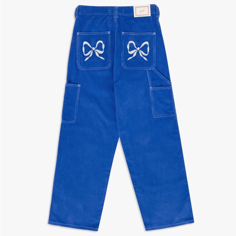 Lisa Says Gah Corduroy Dylan Pant in Cobalt/Bows